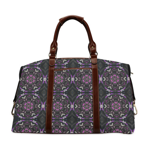 Black and Purple Floral Classic Travel Bag (Model 1643) Remake