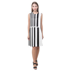 Black and White Stripes Eos Women's Sleeveless Dress (Model D01)