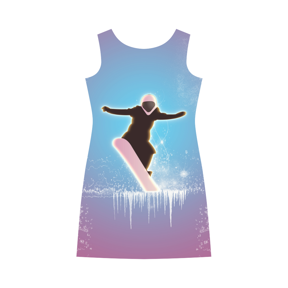 Snowboarding, snowflakes and ice Round Collar Dress (D22)