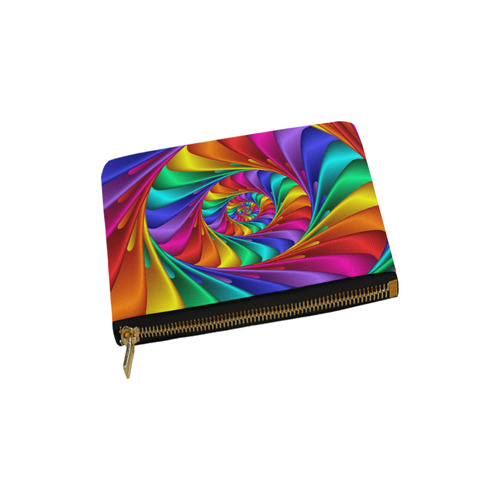 Psychedelic Rainbow Spiral Fractal Carry-All Pouch 6''x5''