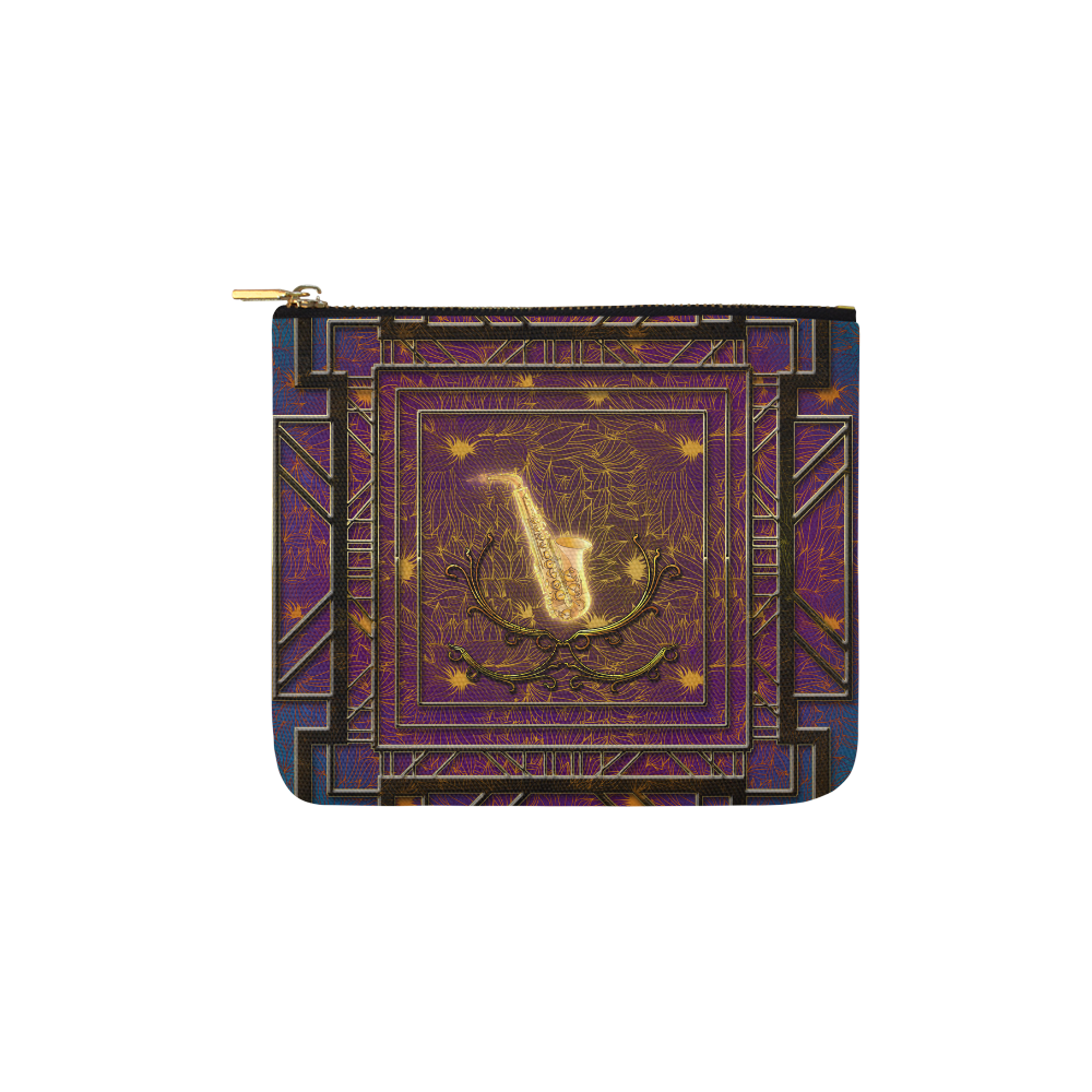 Music, golden saxophone Carry-All Pouch 6''x5''