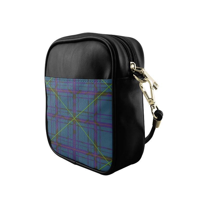 Neon Plaid Modern Design Unisex Sling Bag (Model 1627)