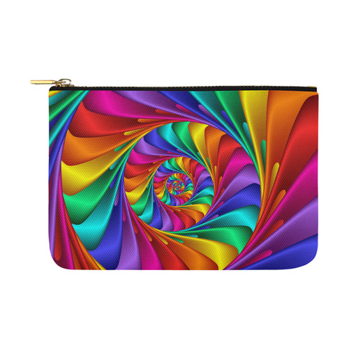 Psychedelic Rainbow Spiral Fractal Carry-All Pouch 12.5''x8.5''