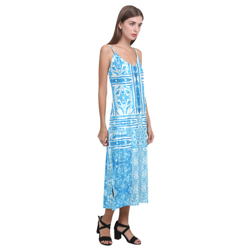 floral 11 V-Neck Open Fork Long Dress(Model D18)