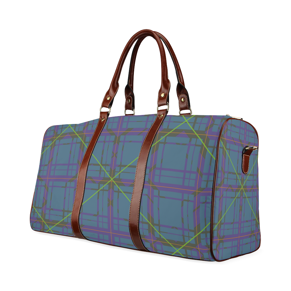 Neon Plaid Modern Design Waterproof Travel Bag/Large (Model 1639)