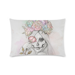 Boho Queen, skull girl, watercolor woman Custom Zippered Pillow Case 16"x24"(Twin Sides)
