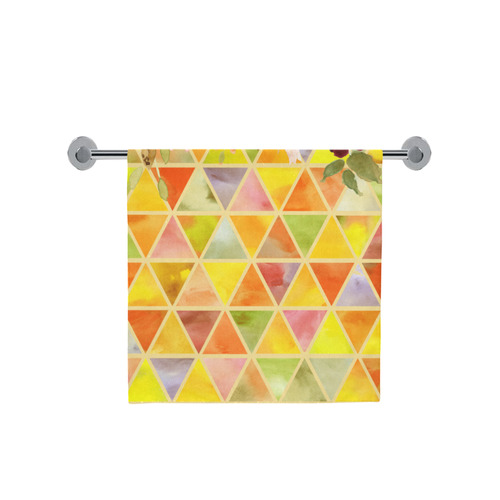 Watercolor Flowers Triangles Orange Yellow Green Bath Towel 30"x56"