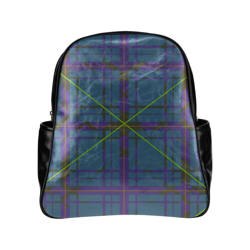 Neon Plaid Modern Design Multi-Pockets Backpack (Model 1636)