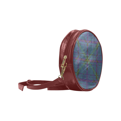 Neon Plaid Modern Design Red Round Sling Bag (Model 1647)
