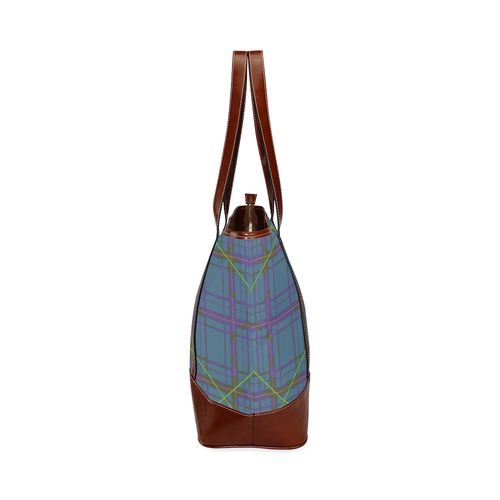 Neon Plaid Modern Design brown Tote Handbag (Model 1642)