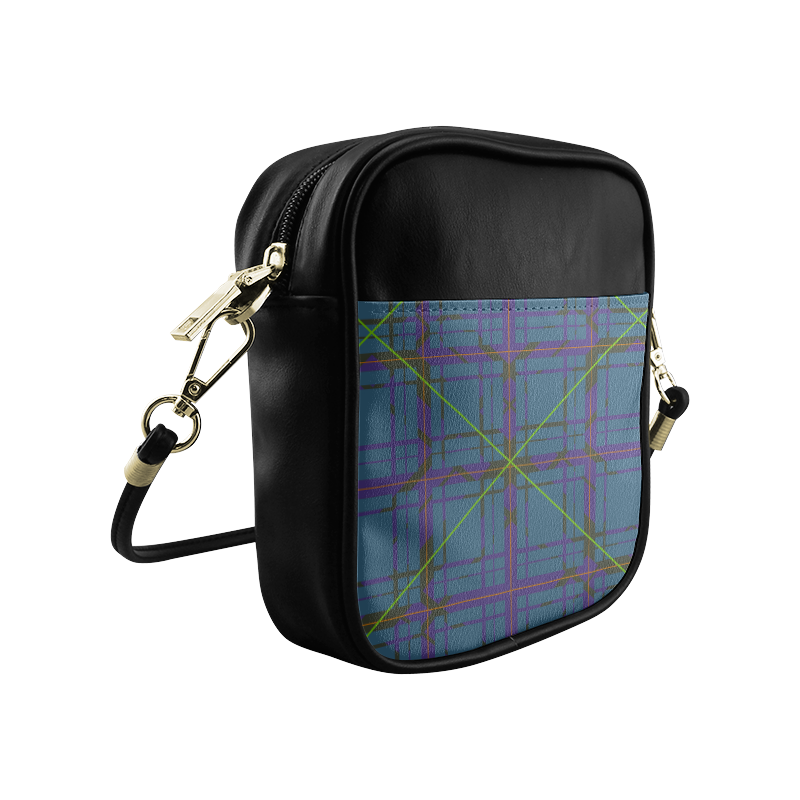 Neon Plaid Modern Design Unisex Sling Bag (Model 1627)