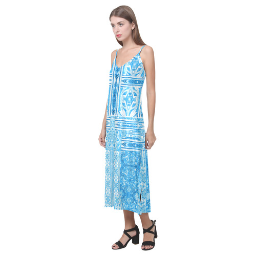 floral 11 V-Neck Open Fork Long Dress(Model D18)