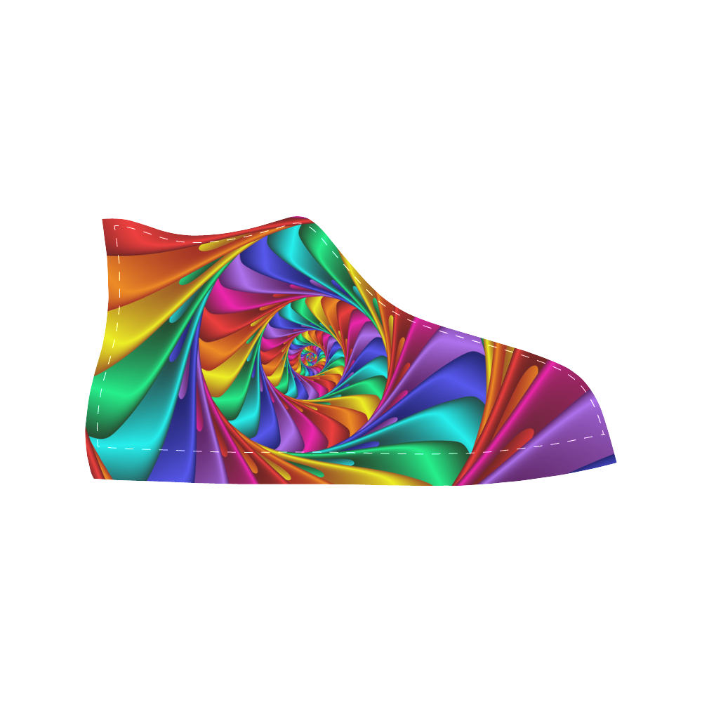 Psychedelic Rainbow Spiral Fractal Aquila High Top Microfiber Leather Women's Shoes (Model 032)