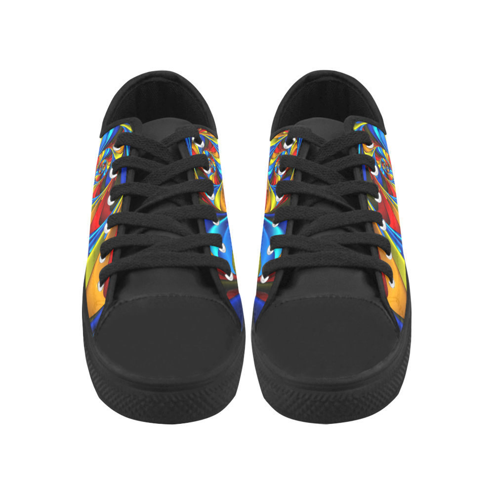 Psychedelic Rainbow Spiral Fractal Aquila Microfiber Leather Women's Shoes/Large Size (Model 031)