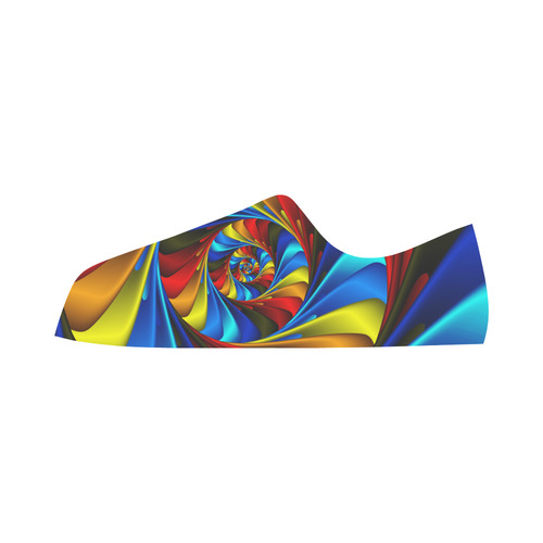 Psychedelic Rainbow Spiral Fractal Aquila Microfiber Leather Women's Shoes (Model 031)