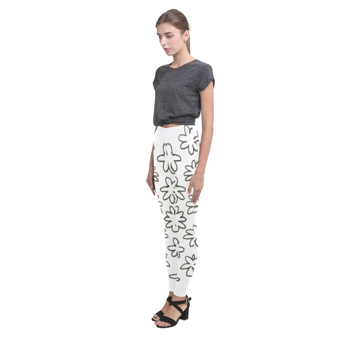 New in shop! Spring floral designers leggings. Black and white 2016 art edition Cassandra Women's Leggings (Model L01)