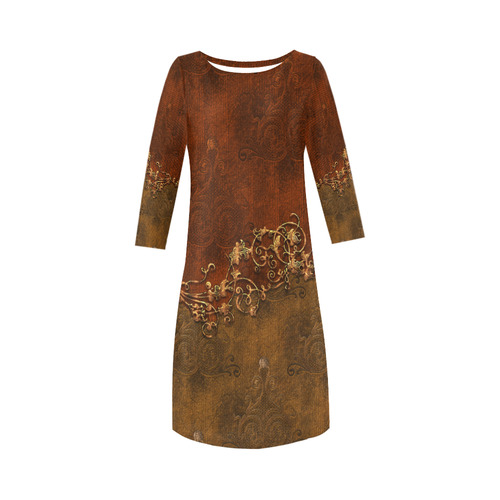 Amazing vintage design, floral elements Round Collar Dress (D22)