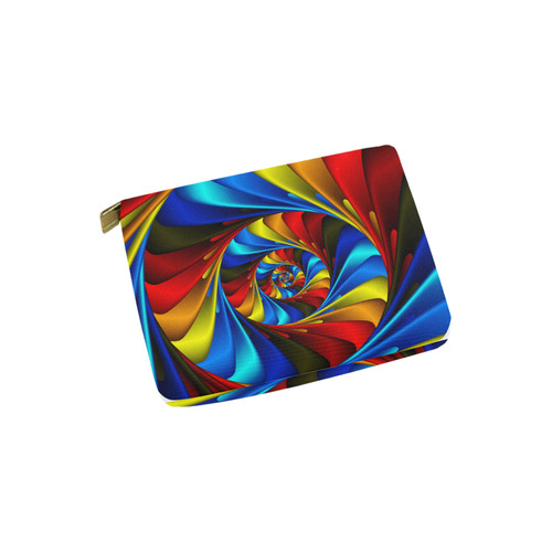 Psychedelic Rainbow Spiral Fractal Carry-All Pouch 6''x5''
