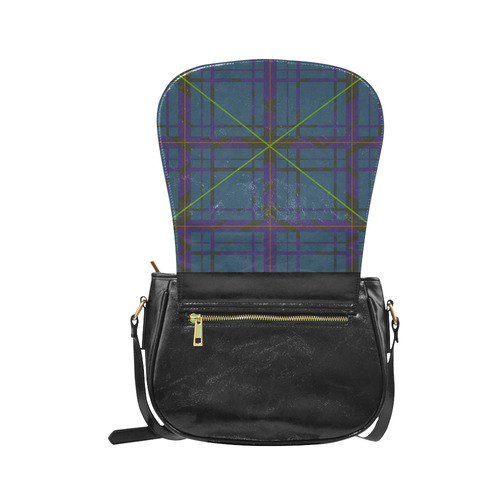 Neon Plaid Modern Design Classic Saddle Bag/Small (Model 1648)