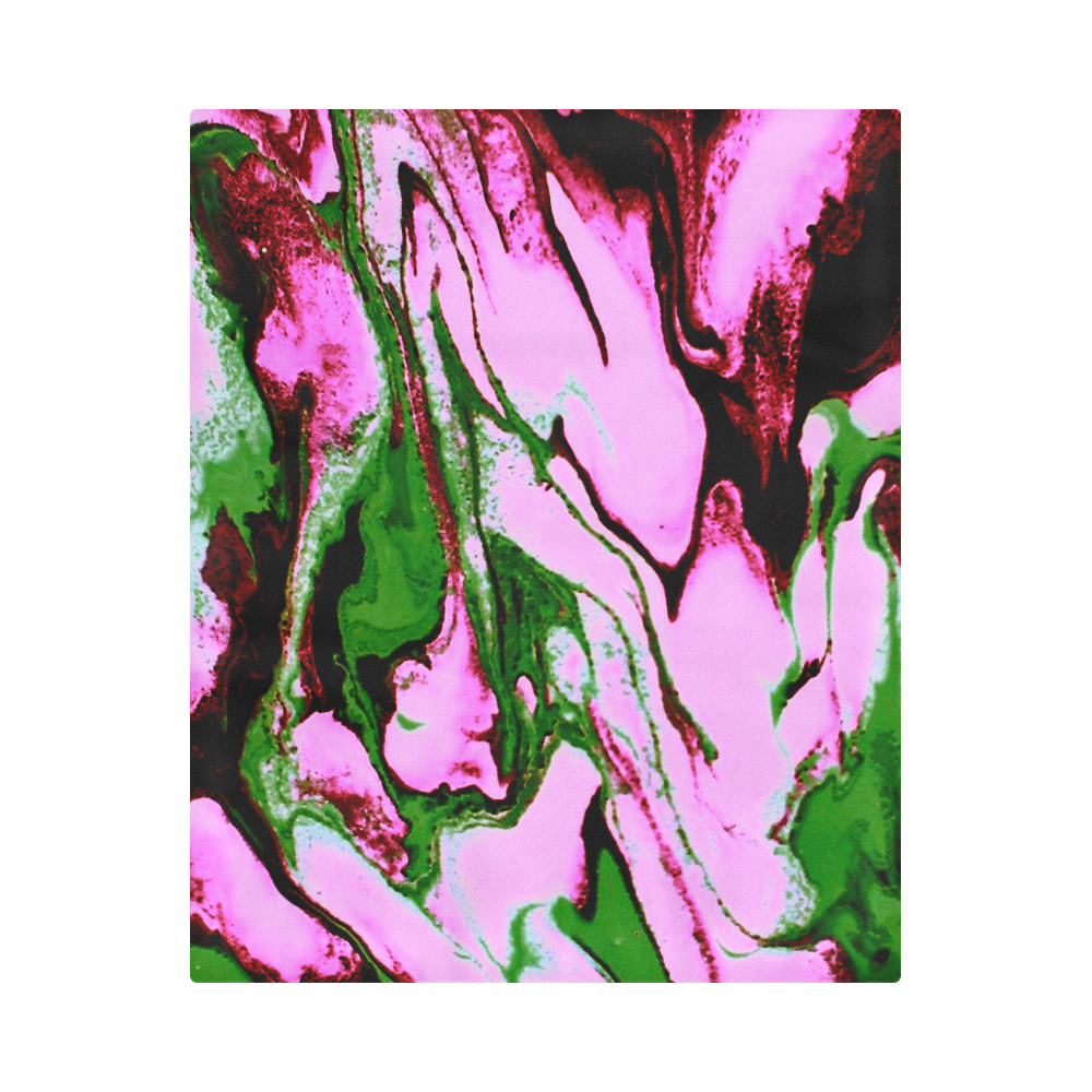 Pink  Green Brown Marbling Duvet Cover 86"x70" ( All-over-print)