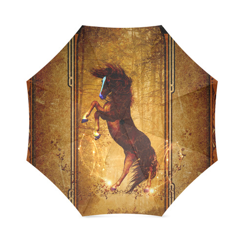 Awesome horse, vintage background Foldable Umbrella (Model U01)