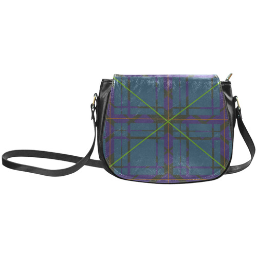 Neon Plaid Modern Design Classic Saddle Bag/Large (Model 1648)