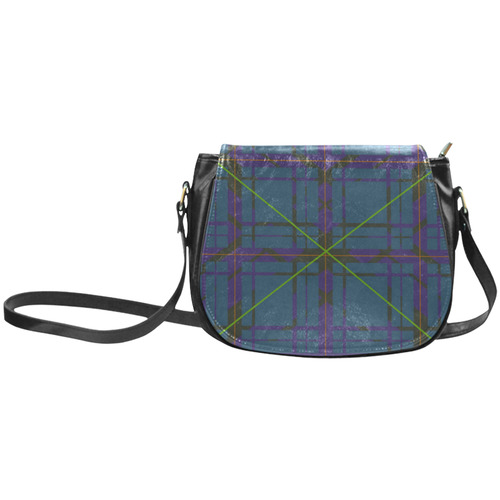 Neon Plaid Modern Design Classic Saddle Bag/Small (Model 1648)