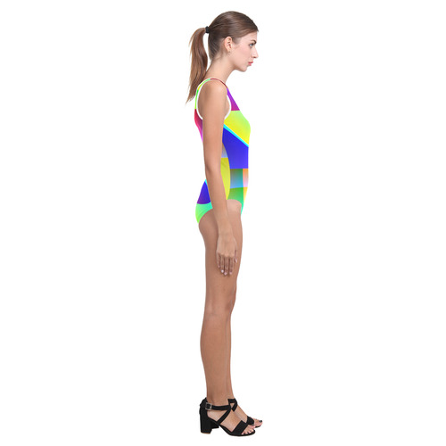 Abstract Geometry Vest One Piece Swimsuit (Model S04)