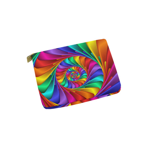 Psychedelic Rainbow Spiral Fractal Carry-All Pouch 6''x5''