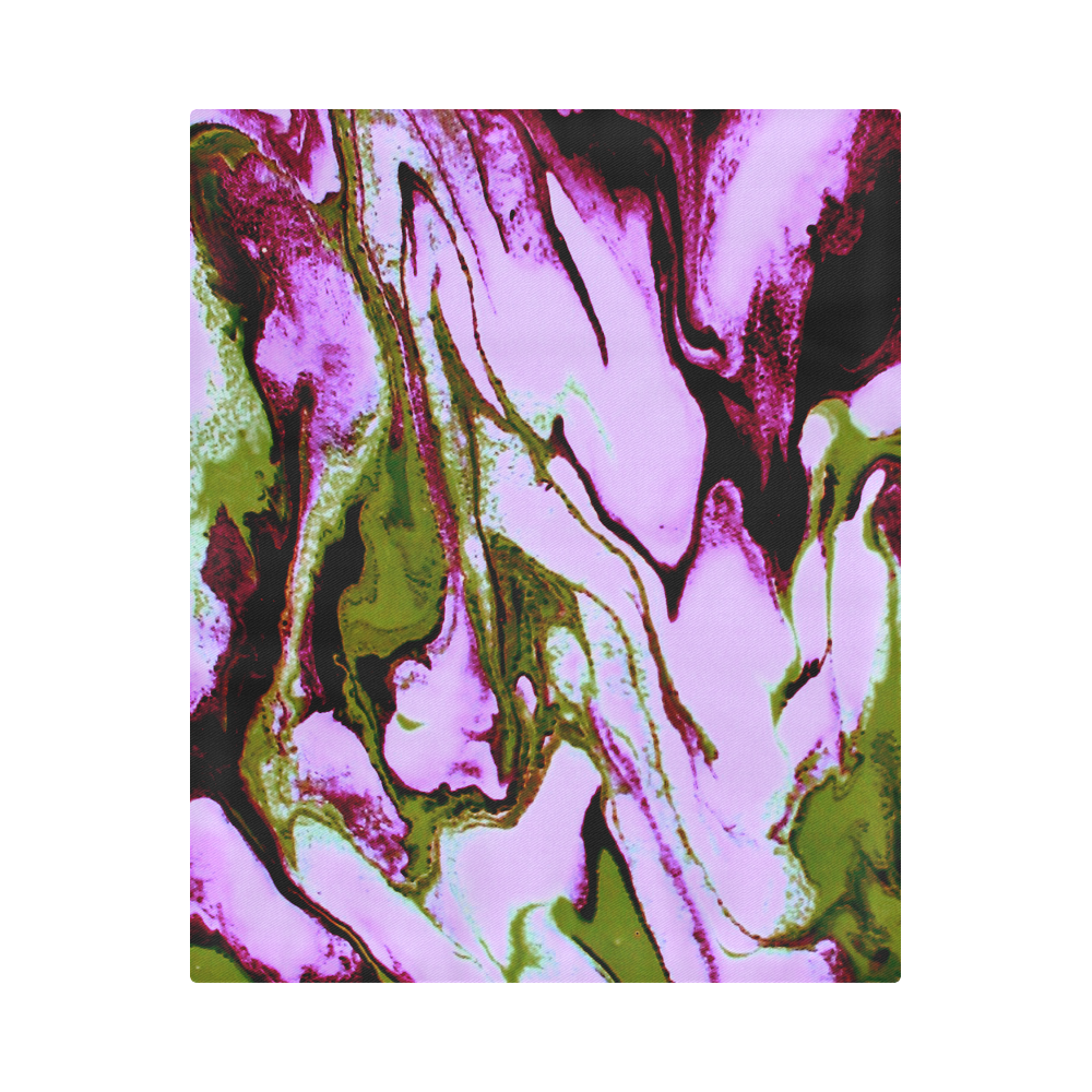 Olive Green Pink Marbling Duvet Cover 86"x70" ( All-over-print)