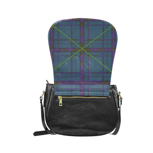 Neon Plaid Modern Design Classic Saddle Bag/Large (Model 1648)