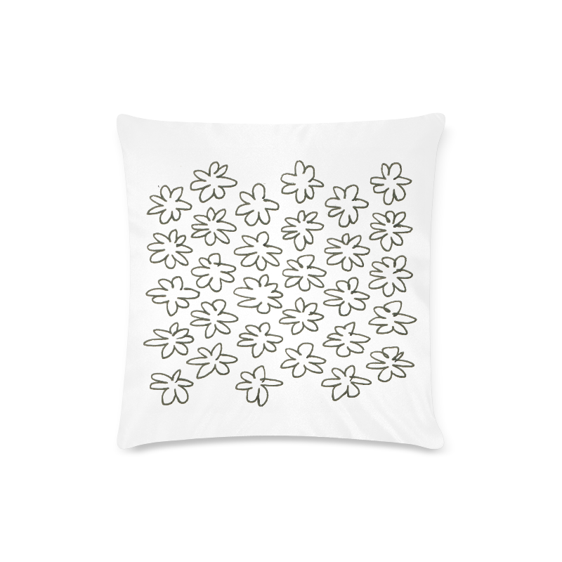 Art designers pillow : romance black n white floral art Custom Zippered Pillow Case 16"x16"(Twin Sides)