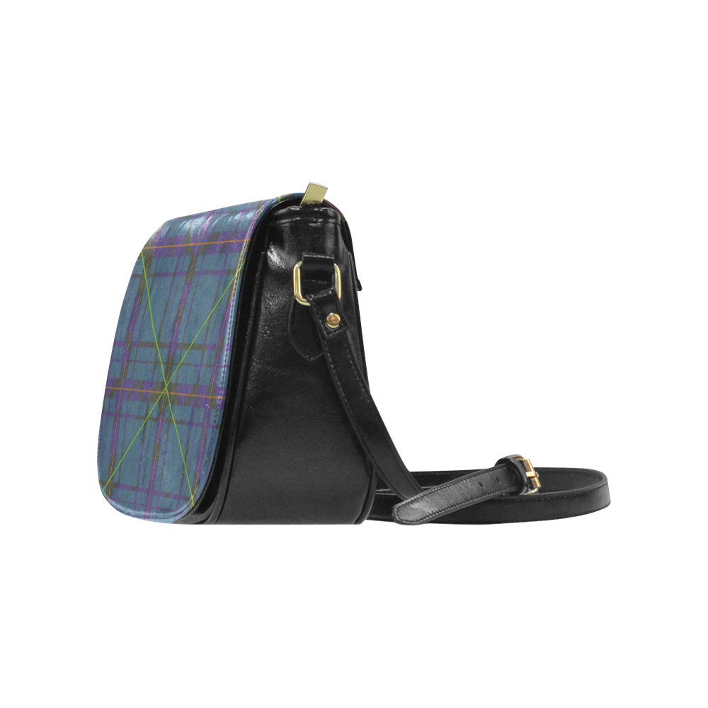 Neon Plaid Modern Design Classic Saddle Bag/Small (Model 1648)