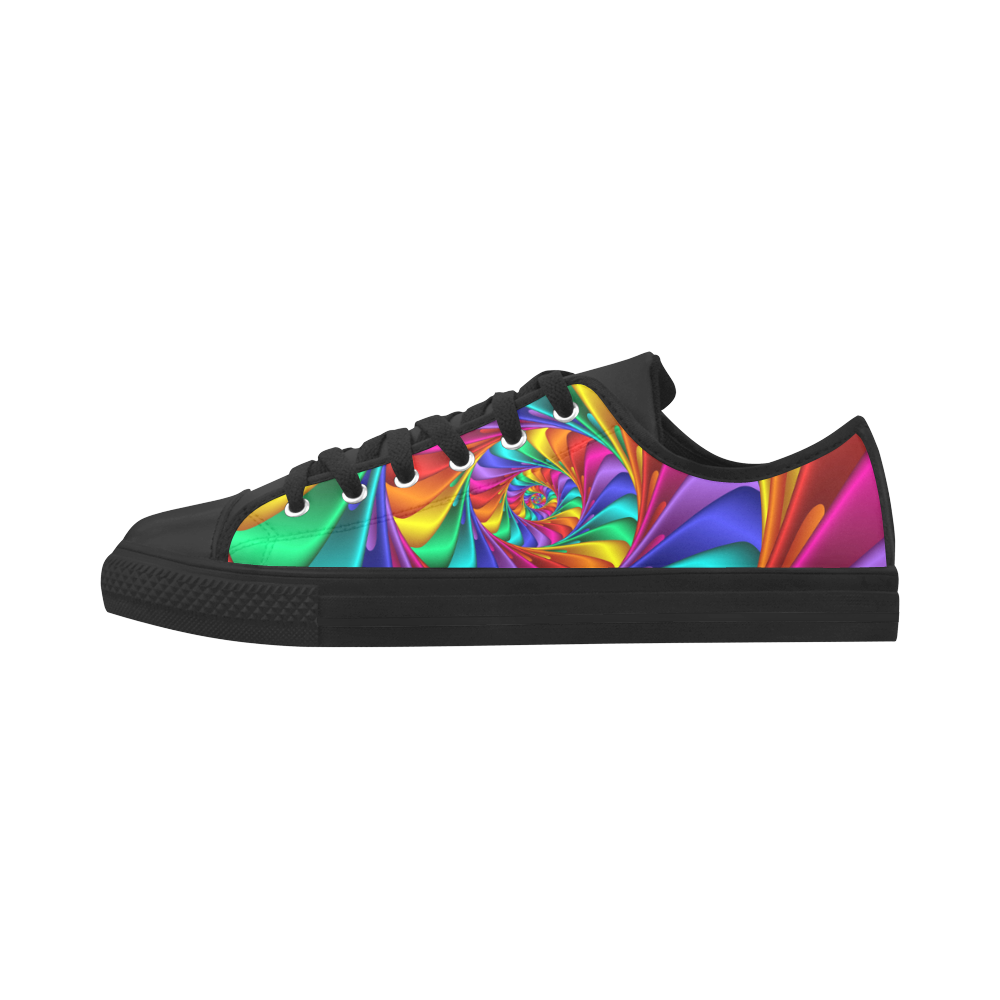 Psychedelic Rainbow Spiral Fractal Aquila Microfiber Leather Women's Shoes/Large Size (Model 031)