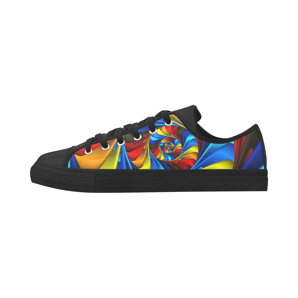 Psychedelic Rainbow Spiral Fractal Aquila Microfiber Leather Women's Shoes/Large Size (Model 031)