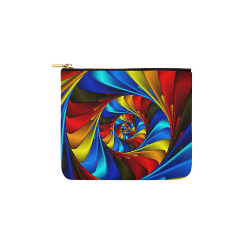 Psychedelic Rainbow Spiral Fractal Carry-All Pouch 6''x5''