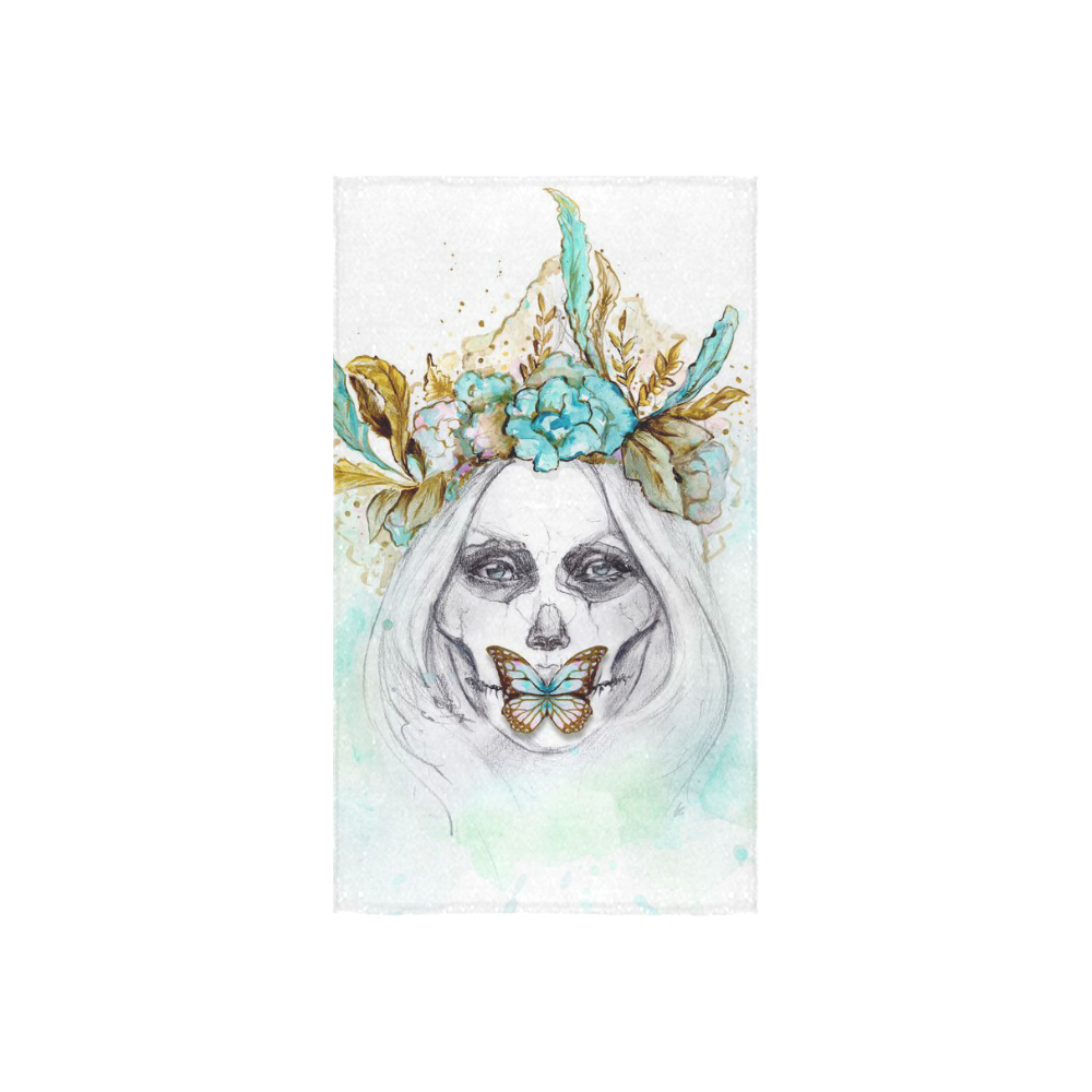 Sugar Skull Girl Mint Gold Custom Towel 16"x28"
