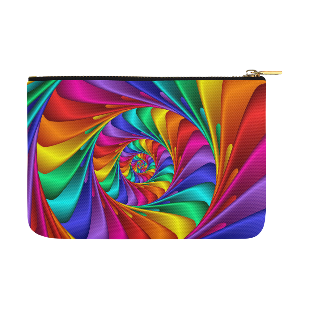 Psychedelic Rainbow Spiral Fractal Carry-All Pouch 12.5''x8.5''