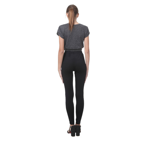 New in shop. Luxury designers leggings with floral art. White and black Cassandra Women's Leggings (Model L01)