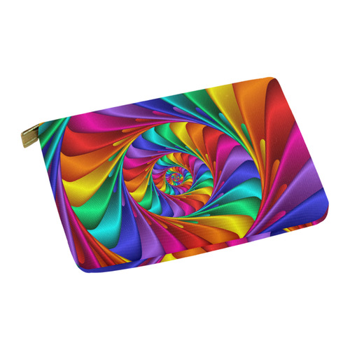 Psychedelic Rainbow Spiral Fractal Carry-All Pouch 12.5''x8.5''