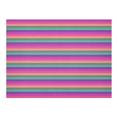 Bright Pink Stripes Cotton Linen Tablecloth 52"x 70"