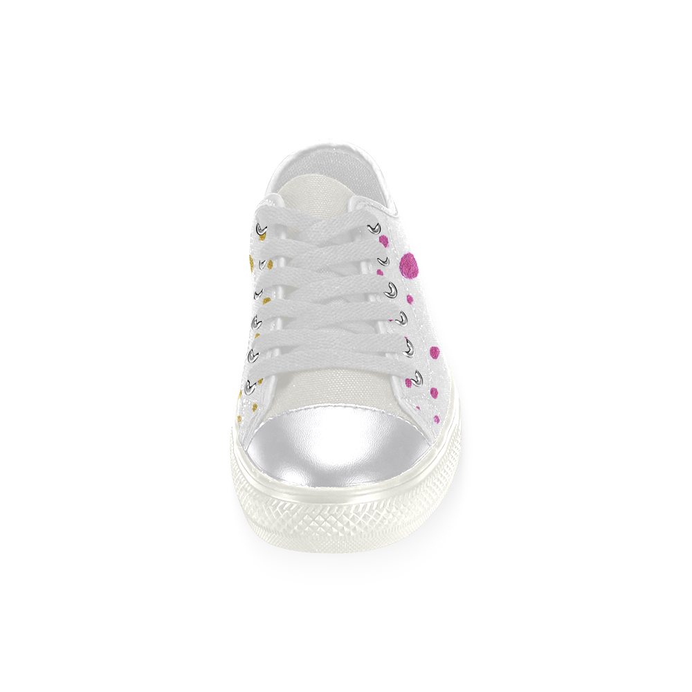 New amazing designers shoes / Fresh dots design. White n purple Canvas Women's Shoes/Large Size (Model 018)