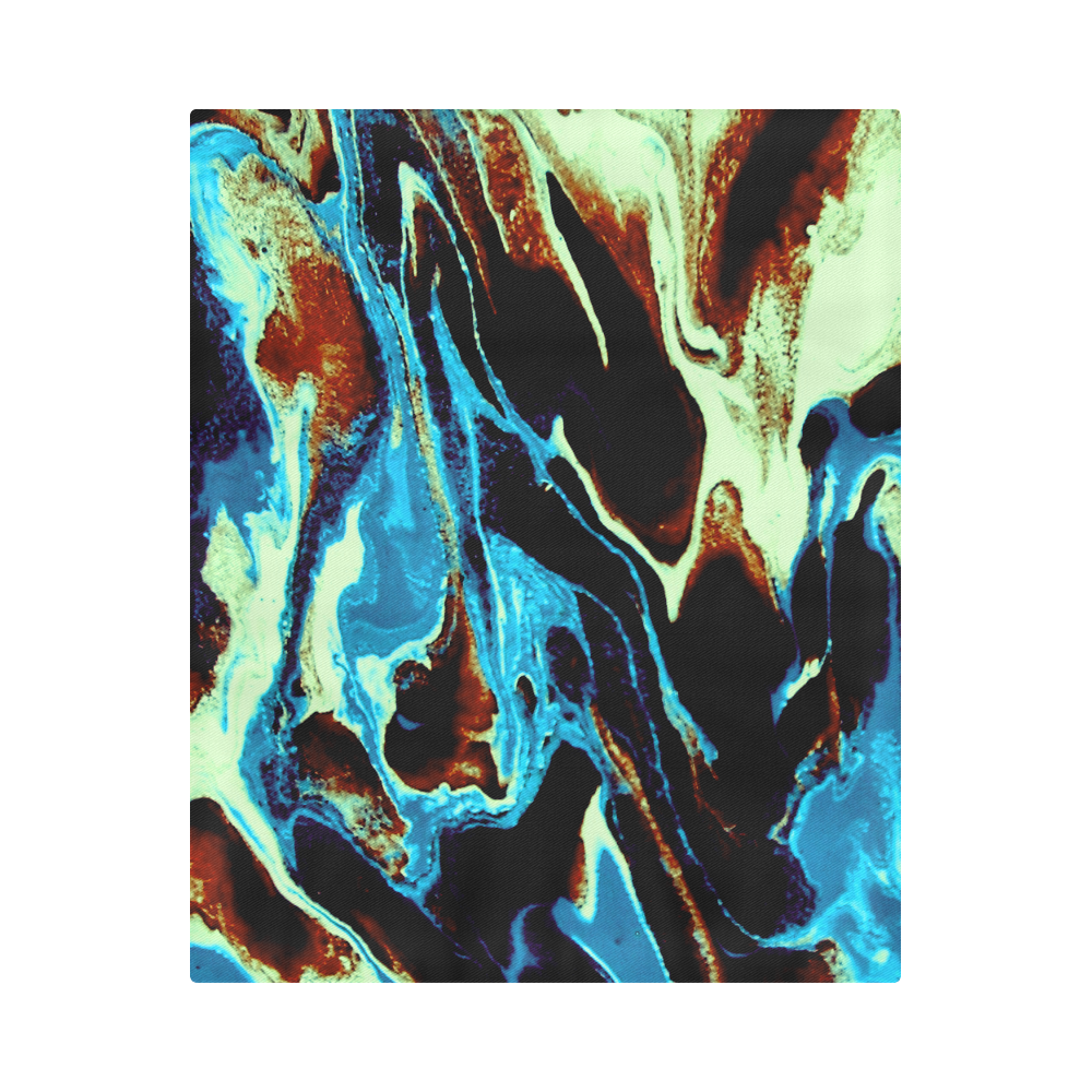 Turquoise Brown Green Marbling Duvet Cover 86"x70" ( All-over-print)