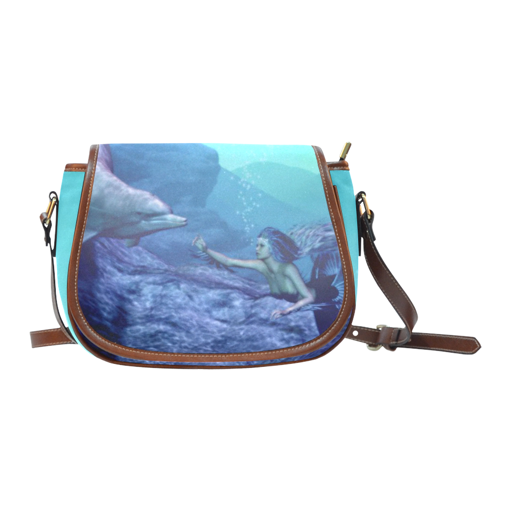 mermaid and dolphin Saddle Bag/Small (Model 1649) Full Customization