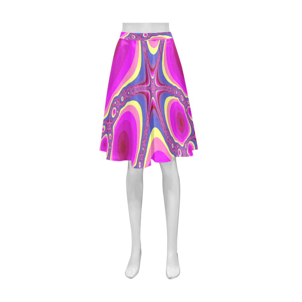 Fractal in pink Athena Women's Short Skirt (Model D15)