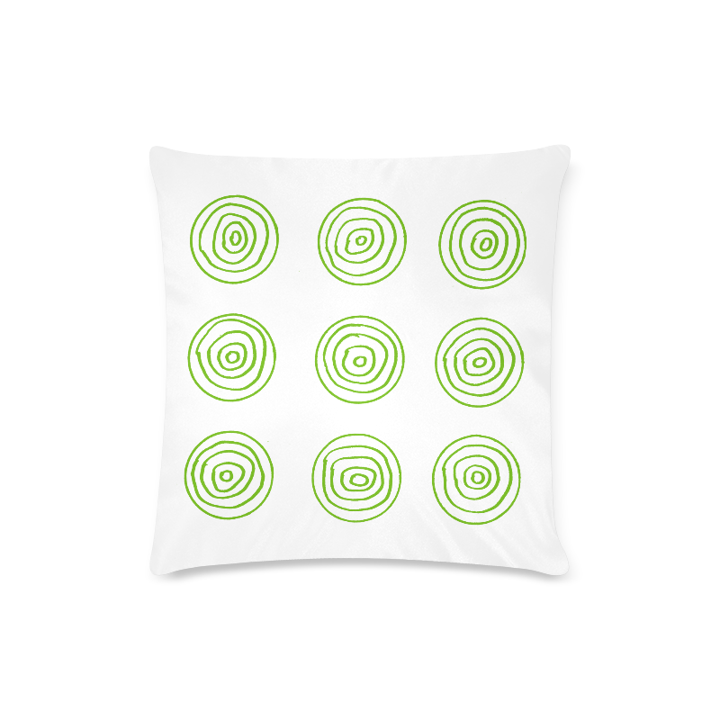 New in Shop : Designers pillow with circles. White and green Custom Zippered Pillow Case 16"x16"(Twin Sides)