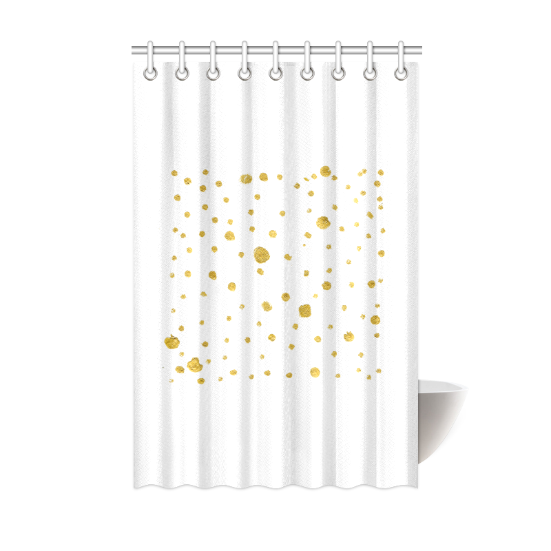 For creative bathroom : White bathroom curtain with Gold dots Shower Curtain 48"x72"