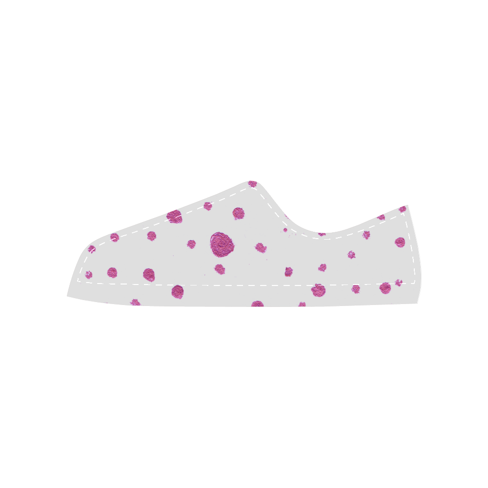 New amazing designers shoes / Fresh dots design. White n purple Canvas Women's Shoes/Large Size (Model 018)