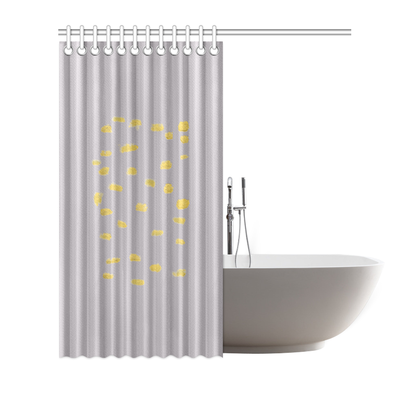 Designers shower Curtain for fashion Bathroom. Grey and gold Shower Curtain 66"x72"
