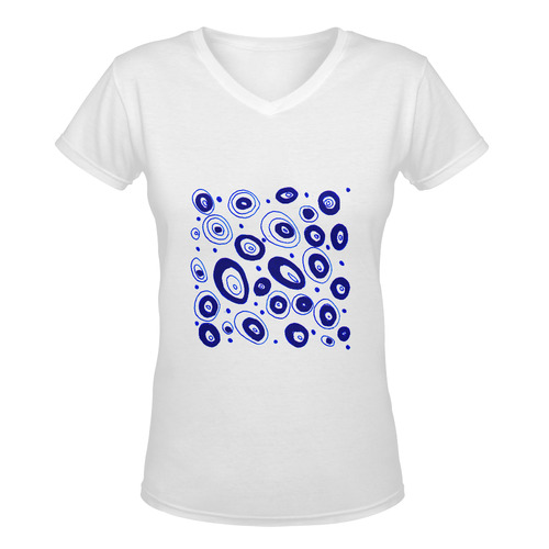 New designers t-shirt in Shop : vintage edition blue white Women's Deep V-neck T-shirt (Model T19)